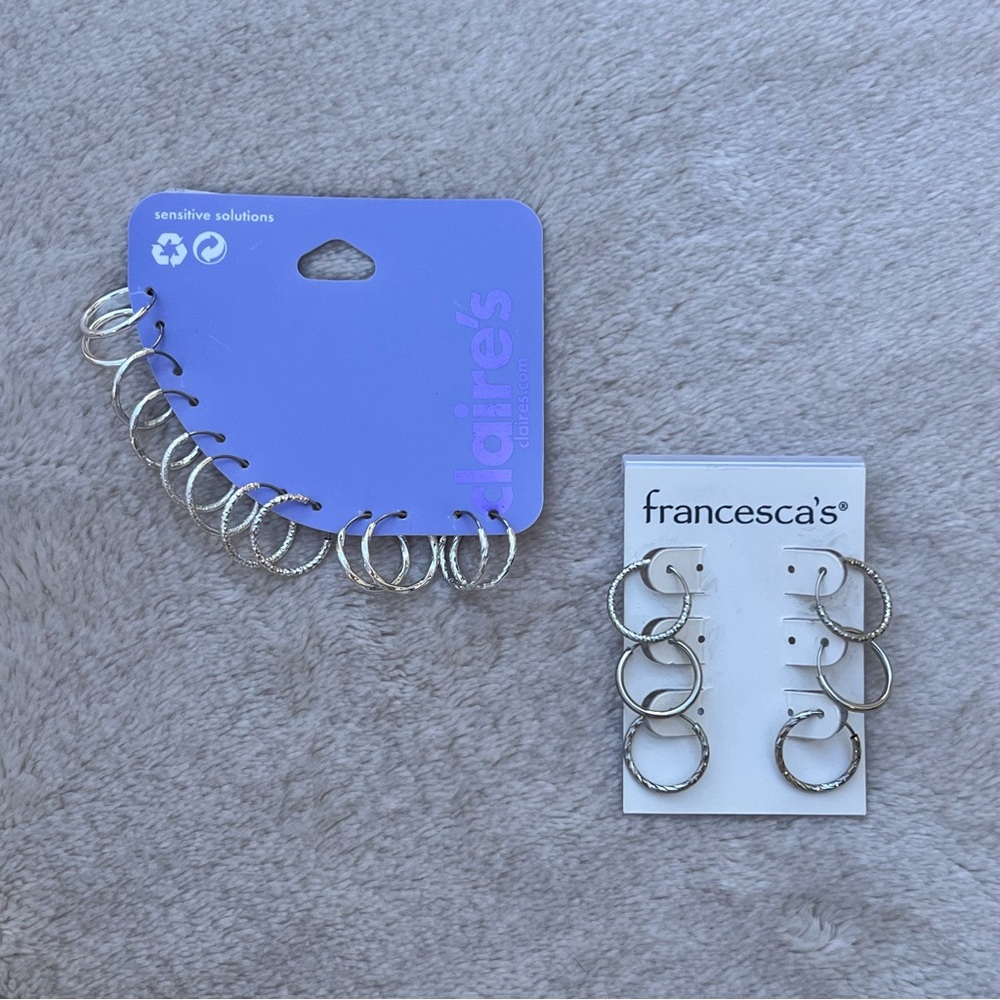 NWT Silver Hoops! (nine pairs)